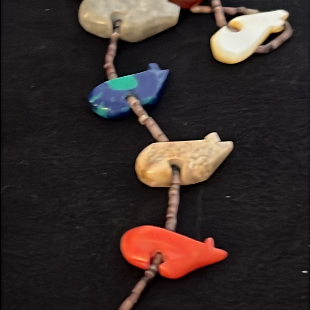 Zuni Old Pawn Turquoise Fetish Hand Carved Necklace Statement Heishi Beads Bear - Picture 3 of 5